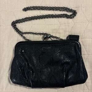 Coach Madison Sequin Python Kisslock Clutch Bag Black Gray Evening Bag 21274